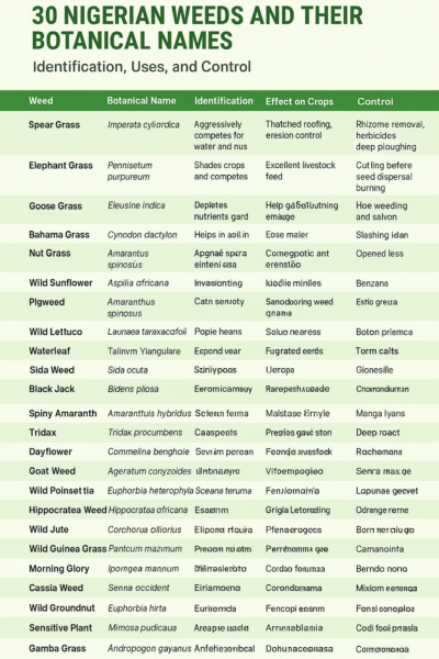 30 Nigerian Weeds and their botanical names 