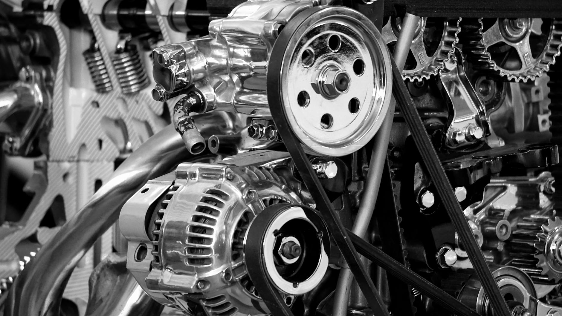greyscale photography of car engine
Bionics 