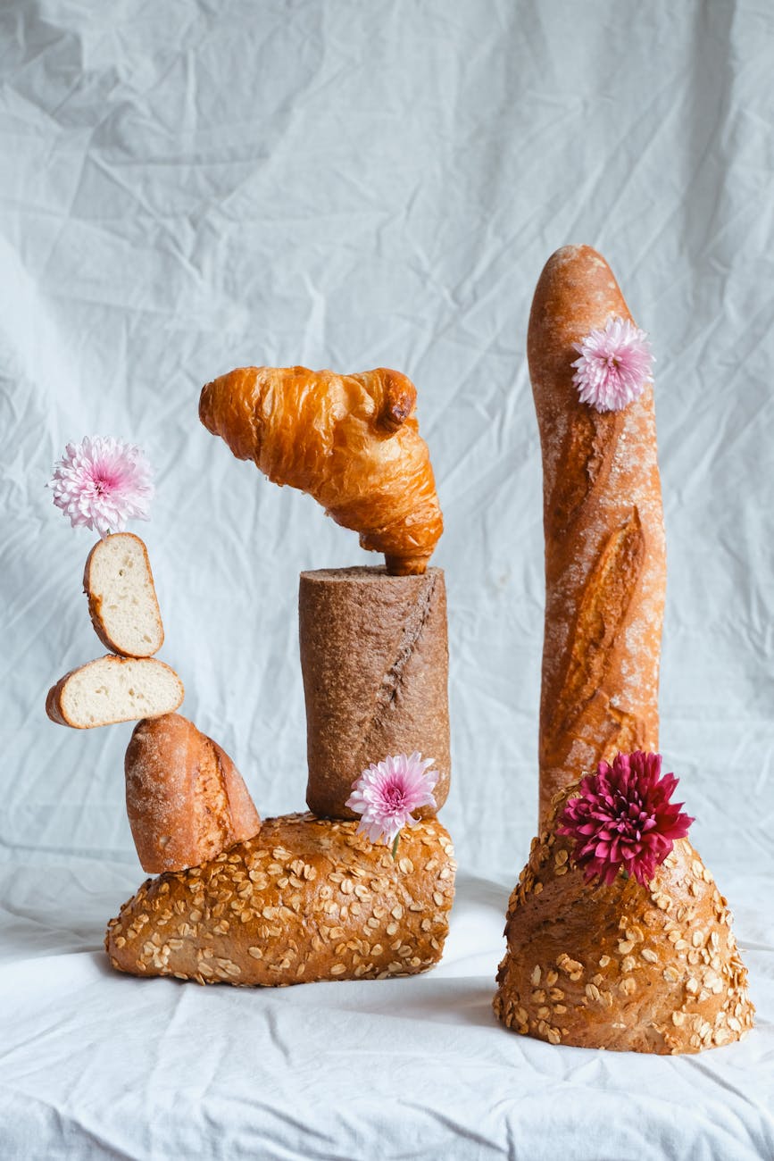 bread display with flowers
yeast budding 